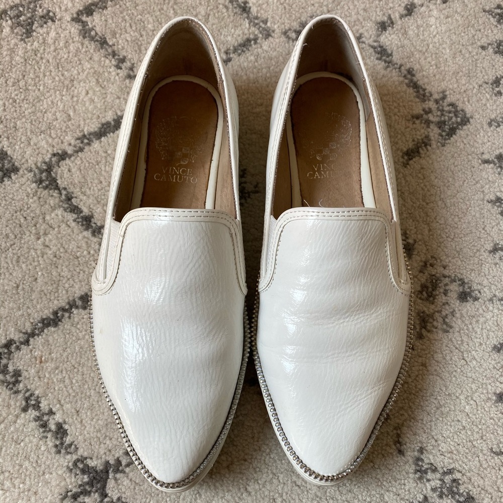 Vince Camuto White SlipOn Slides w/zipper detail 8